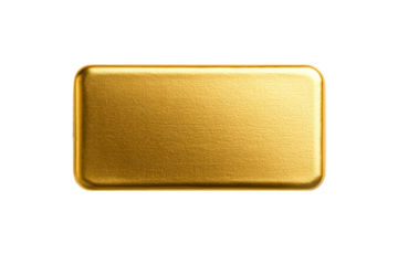 Rectangle gold bar with rounded corners, cut out transparent