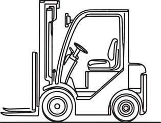 Industrial Forklift Vector Line Drawing
