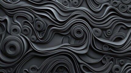 An abstract background has been created using dark 3D rendering and black undulating lines, incorporating copy-space
