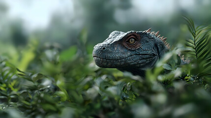 Obraz premium Closeup Of Lizard In Lush Green Forest