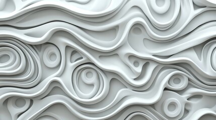 Obraz premium White 3D waves are used to form an abstract wallpaper design that has been rendered in 3D with light effects