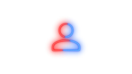 Neon account symbol icon glowing with transparent background