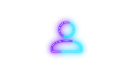Neon account symbol icon glowing with transparent background