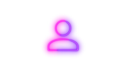 Neon account symbol icon glowing with transparent background