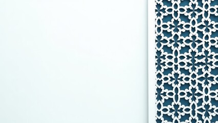 Decorative Islamic-inspired background with geometric motifs and a 3D layered effect