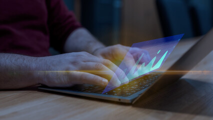 Digital Data Analysis and Business Growth Trends Displayed on a Laptop