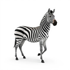 Obraz premium A high-resolution 4K image of a realistic zebra standing on a pure white background, ultra-detailed with sharp focus and cinematic lighting.