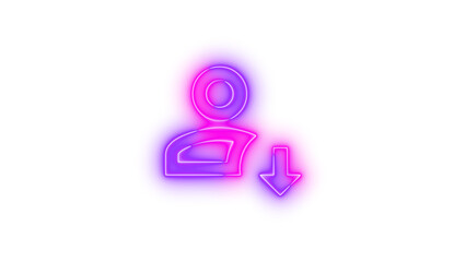 account arrow down outline symbol icon glowing with transparent background