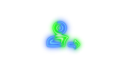 Neon account arrow right outline symbol icon glowing with transparent background