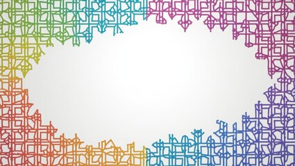 Intricate white lattice design revealing vibrant traditional patterns in red, gold, and green