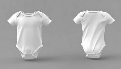 White Baby Bodysuit Mockup for Front & Back.