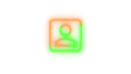Neon account box symbol icon glowing with transparent background