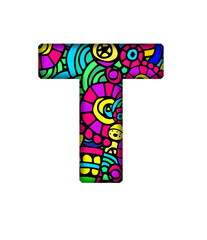 T Alphabet letter text typography Abstract geometric Doodle patterns font transparent background