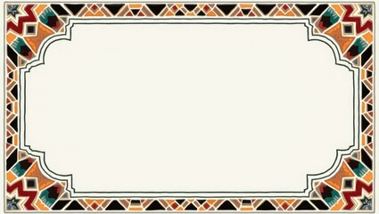 Abstract Islamic art with symmetrical cut-out elements and colorful contrast