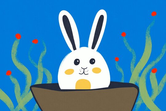 Charming Easter Bunny Illustration with Vibrant Background