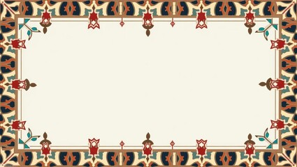 Abstract Islamic art with symmetrical cut-out elements and colorful contrast