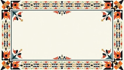 Abstract Islamic art with symmetrical cut-out elements and colorful contrast