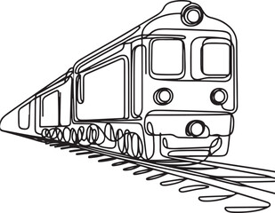 Simple Outline of Trains and Railway Tracks