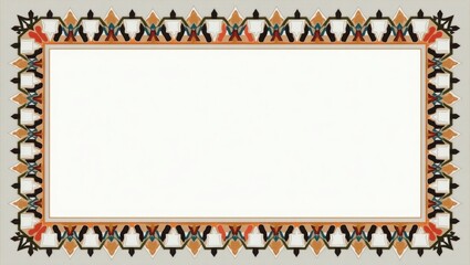 Abstract Islamic art with symmetrical cut-out elements and colorful contrast