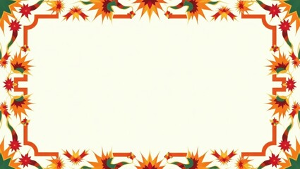 Abstract Islamic art with symmetrical cut-out elements and colorful contrast
