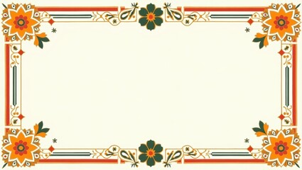 Abstract Islamic art with symmetrical cut-out elements and colorful contrast