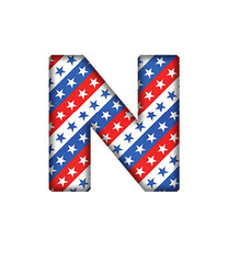 Fototapeta premium N Alphabet letter text USA stars pattern pattern font transparent background