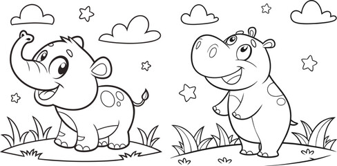 cartoon animal coloring page