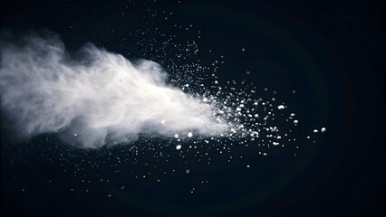 Closeup of white dust particle splash isolated