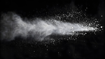 Closeup of white dust particle splash isolated
