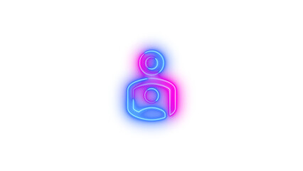 Neon account child outline symbol icon glowing with transparent background
