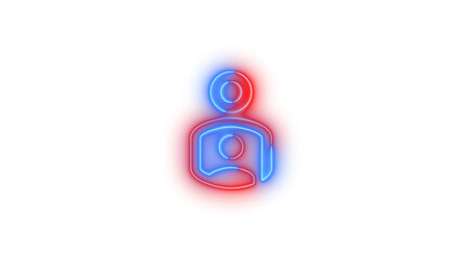 Obraz premium Neon account child outline symbol icon glowing with transparent background