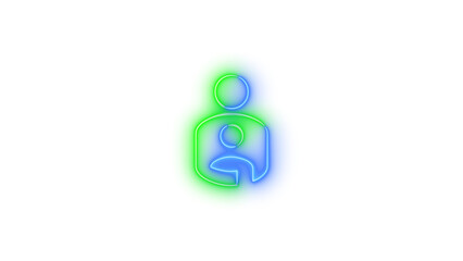 Neon account child symbol icon glowing with transparent background
