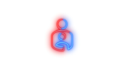 Neon account child symbol icon glowing with transparent background