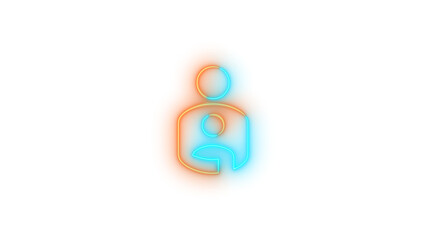 Neon account child symbol icon glowing with transparent background
