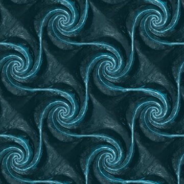 Seamless 3D illustration with geometric swirl patterns