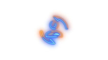 Obraz premium Neon account convert outline symbol icon glowing with transparent background