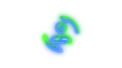 Neon account convert outline symbol icon glowing with transparent background