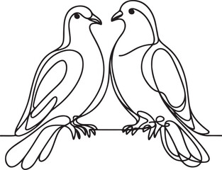 Doves Line Art – Romantic Bird Illustration