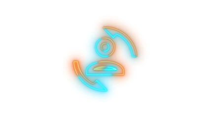 Neon account convert outline symbol icon glowing with transparent background