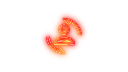 Neon account convert outline symbol icon glowing with transparent background