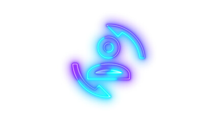 Neon account convert outline symbol icon glowing with transparent background