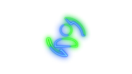 Neon account convert symbol icon glowing with transparent background