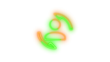 Neon account convert symbol icon glowing with transparent background