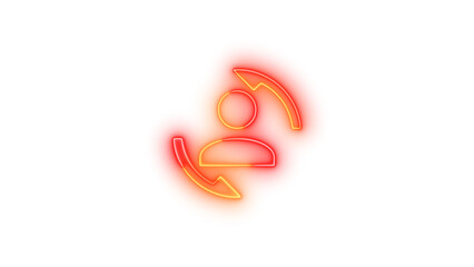 Neon account convert symbol icon glowing with transparent background