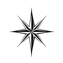 Obraz premium Eight-pointed star, black and white geometric design.