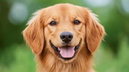 Obraz premium National Pet Day, Happy Golden Retriever Dog Portrait Outdoors Pet Animal Canine Close Up