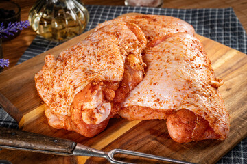 Raw chicken thighs.