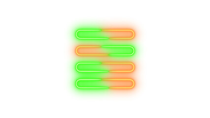 Neon align justify symbol icon glowing with transparent background