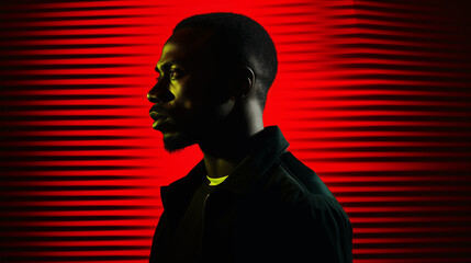 Cinematic profile of man in dramatic red light