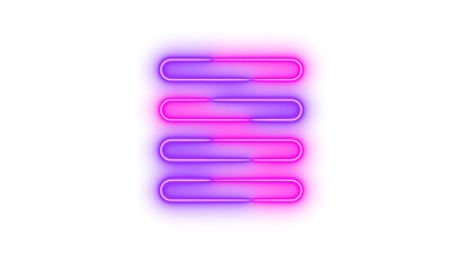 Neon align justify symbol icon glowing with transparent background